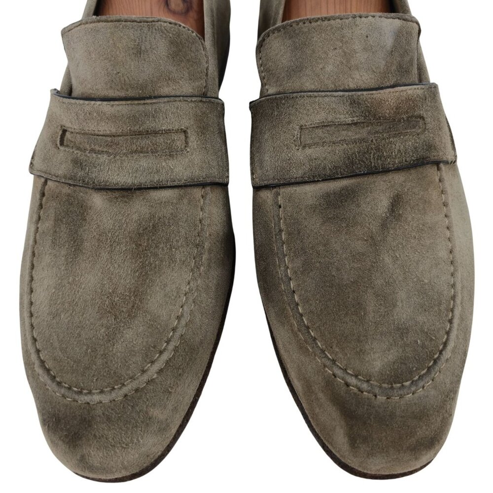 Andrea Ventura Firenze Mens 8.5D Tan Soft Suede Dress Shoes Penny Loafers Italy - Picture 2 of 11